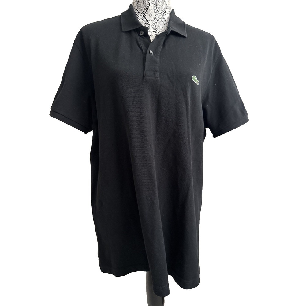 Lacoste 8 Slim Fit Black Cotton Polo Shirt Short‎ Sleeve Cotton Men's L France